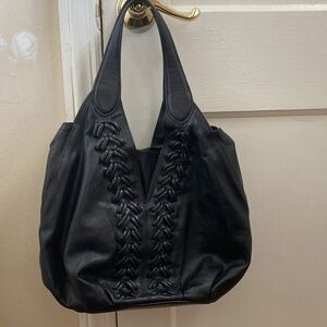 Treesje Elegant Black Leather Tote Bag